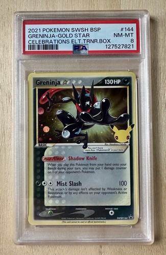 Pokémon SWSH 2021 Black Star Promo #144 Greeninja-Gold Star PSA 8 - Imagen 1 de 2
