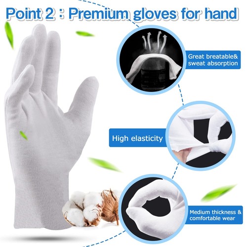 24Pcs Moisturizing White Cotton Gloves for Dry Hands Eczema Gloves for Kid an... - Picture 4 of 7