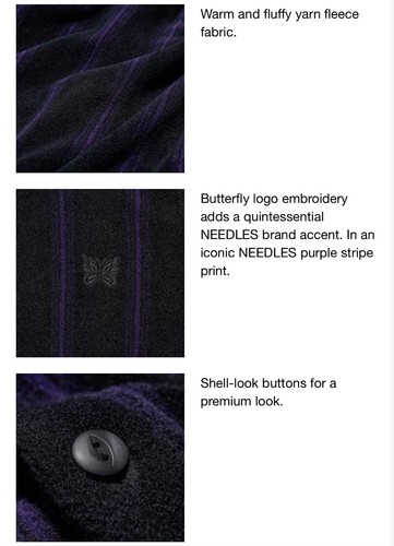 *SOFORTVERSAND* UNIQLO X NEEDLES FLEECE OVERSIZED CARDIGAN STREIFENDRUCK (GR. XS-XL) - Bild 3 von 5