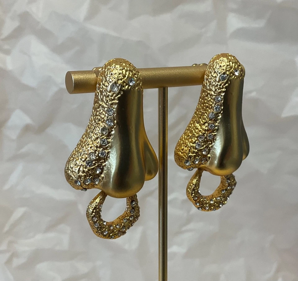 Schiaparelli.  Gold plated nose earrings with crystals # 388 - Image 3 of 4