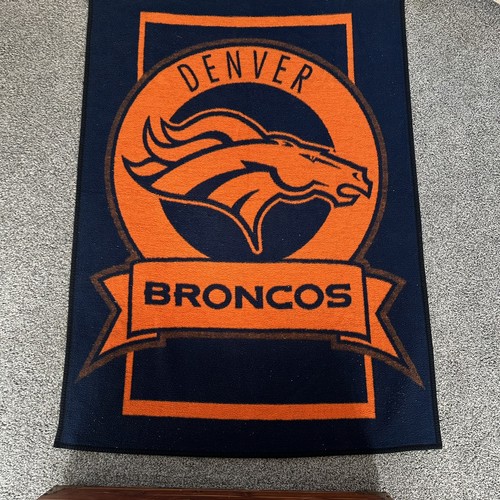 Vintage Biederlack Denver Broncos Überwurf Decke 72ish x 52ish Orange Blau - Bild 2 von 8