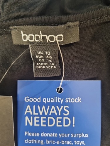 BNWT-Boohoo Ladies Black Leopard Sleeve T-Shirt-Size 18 - Picture 4 of 6