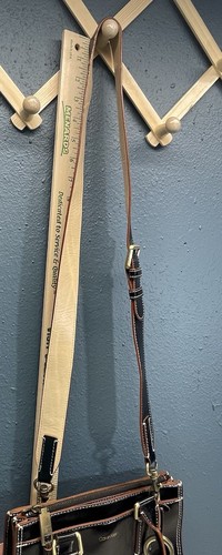 Calvin Klein Handbag Purse Tote Removable Crossbody Strap Black Brown Tan Charm - Picture 14 of 19