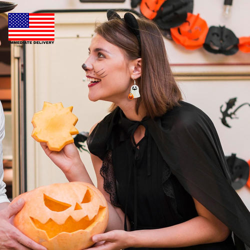 Halloween Geist Ohrringe für Damen 3D Geist Kürbis Mais Ohrringe Glow-In-The-Da - Bild 3 von 8