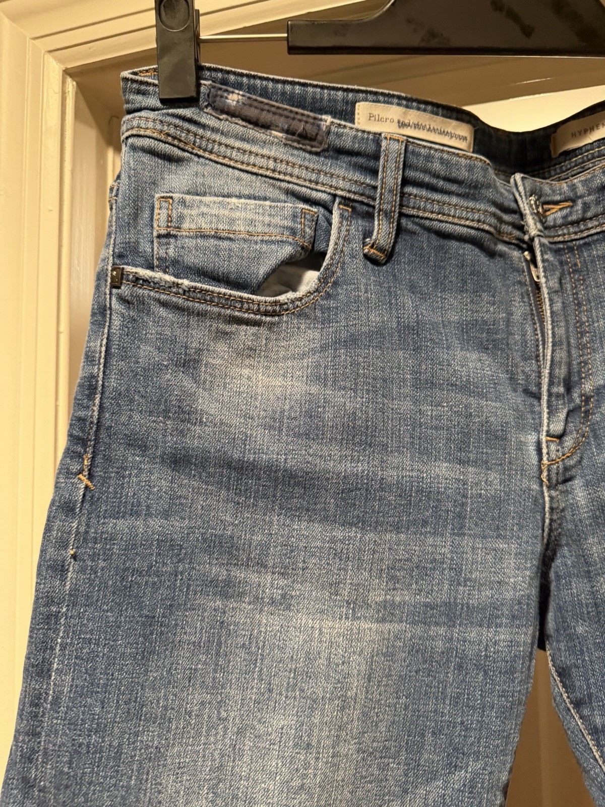 Pilcro Patchwork Distressed Straight Jeans Tinted… - image 6