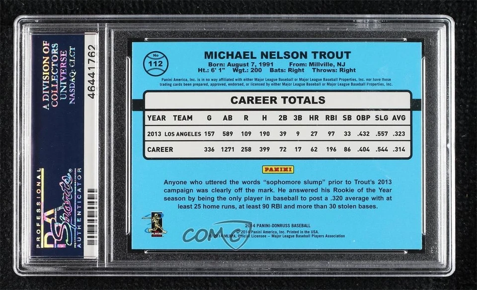 2014 Panini Donruss Mike Trout #112 PSA 10 GEM MT - Image 2 of 2