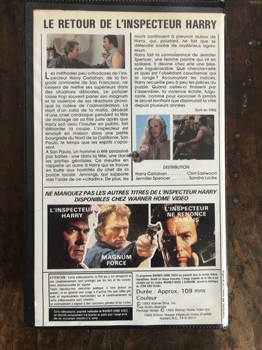 SUDDEN IMPACT … CLINT EASTWOOD … EDITION LOCATIVE ... WARNER HOME VIDEO ... VHS - Picture 3 of 5