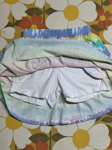 Girls Smocked Skort Lands End Tie Dye Stripe 10/12 Cotton Pockets - Picture 9 of 10