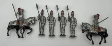 Johillco John Hill Co Set Of 6 Vintage Cast Lead Knights & Horses Toy Soldiers