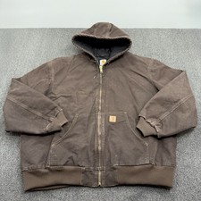 Carhartt J130 DKB Quilt Lined Duck Canvas Full Zip Jacket Coat Brown Size 3XL