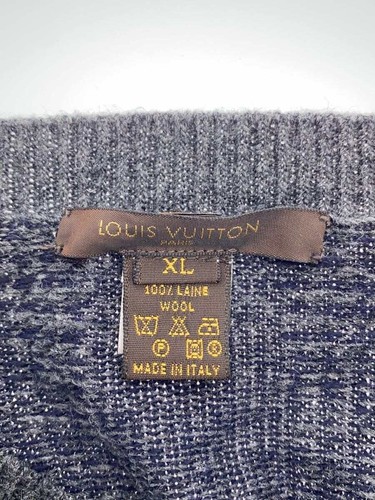 LOUIS VUITTON Knit & Sweater (Thin) XL Wool GRY Houndstooth Used - Picture 3 of 4