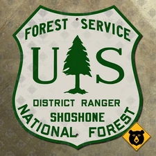 Wyoming Shoshone National Forest Service district ranger USFS sign badge 18x20