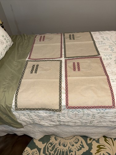 4 Vintage Handmade Placemats With Napkins - Picture 1 of 11
