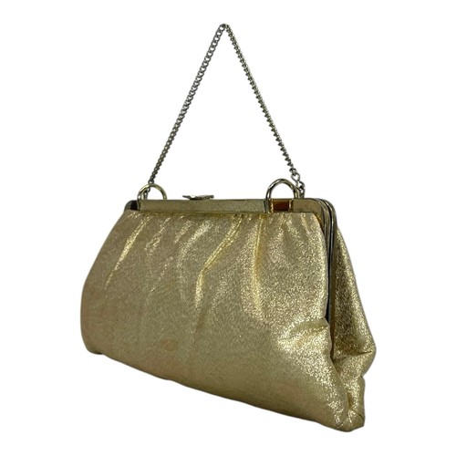 Vintage 60s 70s Gold Lame Clutch Bag Evening Handbag Party Disco Convertible - Bild 14 von 22