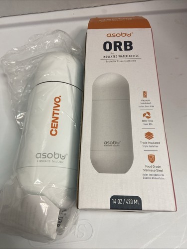 Asobu Orb Edelstahl Isolierflasche mit Trinkbecher 14 Oz - Weiß LOGO - Bild 1 von 3