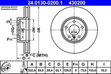 Ate 24.0130-0200.1 BREMSSCHEIBE BMW P. X5/X6 2,0-3,0 D 06- für BMW