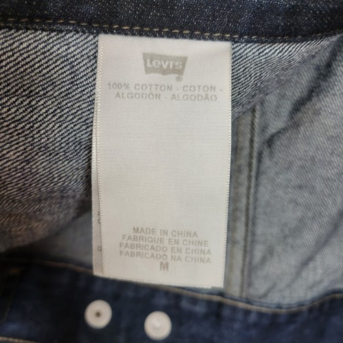 Levis Red Tab Trucker Denim Jacket Womens Medium Dark Wash Snap Closure 2 Pocket - Picture 6 of 14