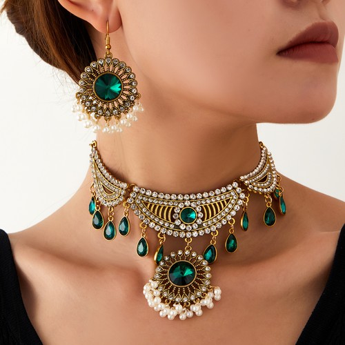 Moda Vintage Accesorios Joyería Conjuntos Pendientes Étnicos Gargantilla Collar Declaración - Imagen 5 de 12