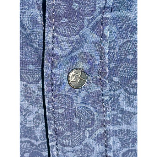 RYAN Michael Large Blue Men's Paisley Western Cowboy Rancher Button Up Shirt - Picture 6 of 9