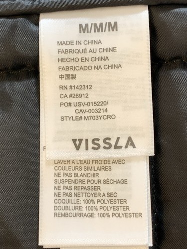 Vissla Cronkite II Eco Snap Jacket Men's Medium Tan Quilted Water Resistant - Picture 11 of 12