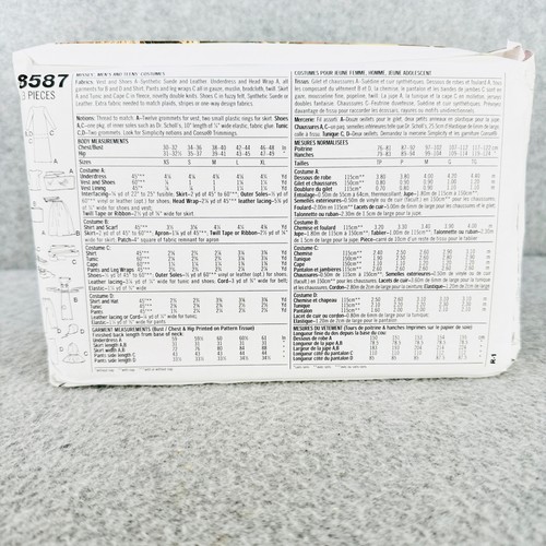 Simplicity 8587 Medieval Peasant Costume Dress Tunic Pants Adult XS XL Pattern - Picture 3 of 4