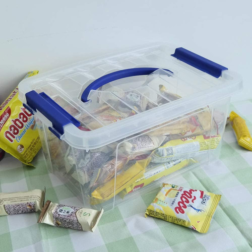 6 L Plastic Storage Box, Clear Boxes with Handles Set of 6 - Picture 5 of 7
