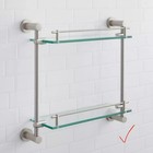 Signature Hardware 296467 Ceeley 17" Two-Tier Glass Shelf - Brushed Nickel