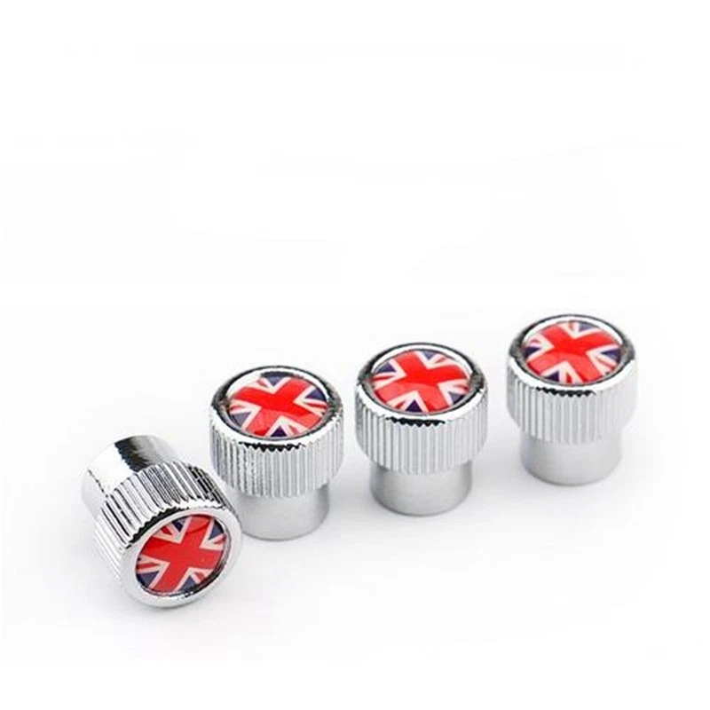 Juego de tapones antipolvo vástago válvula rueda neumático Union Jack rojo + azul para Jaguar C2D60781 Foto 3 de 4