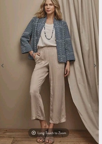 J. Jill Pure Jill Leinenmischung weites Bein Crops, Gr. L khaki - Bild 7 von 8