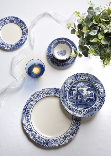 Blue Italian Brocato 12 Piece Dinnerware Set | Service for 4 | Dinner Plate, ... - Picture 3 of 4