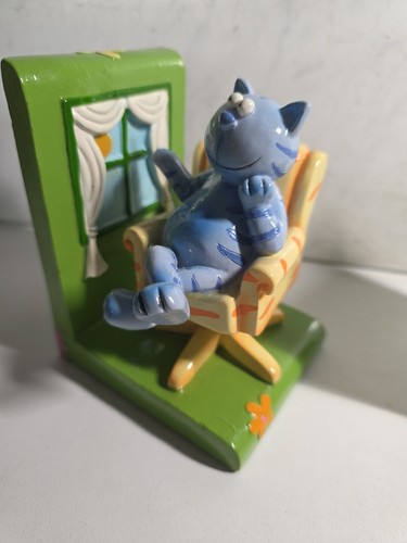 Sujetalibros de cerámica para gato en sillón con resorte. Excelente Estado - Imagen 7 de 8