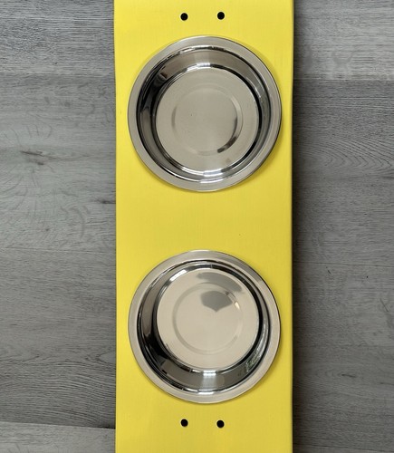 Jiby Elevated Dog Cat Skatebowls Skateboard Raised Bowl Stainless Steel Yellow - Picture 5 of 19