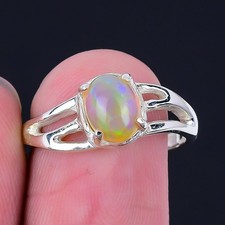 Ethiopian Opal Gemstone Sterling Silver Elegant Daughter Cluster New Ring Size 8