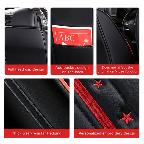 Schwarz Rot PU Leder Autositzbezüge Kissen Auto für MG 5-seats Luxus - Bild 12 von 15
