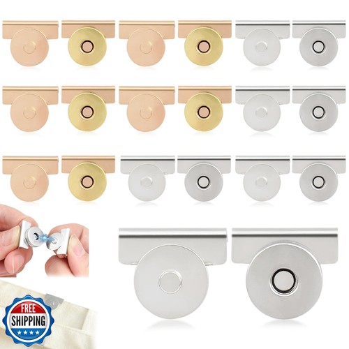 10Pair Snap Buttons Metal Seamless Magnetic Buckle Clasp for Tote Bags, Cloth