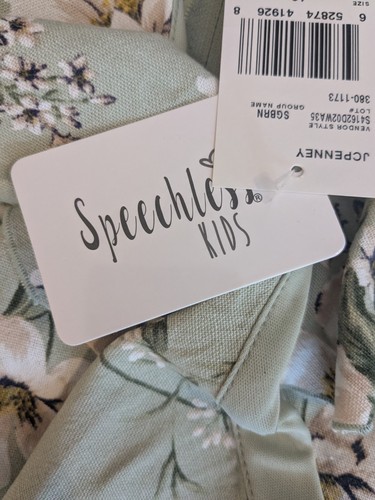 Speechless Girls Size 12 Mini Dress Faux Wrap Light Green Floral Tropical Print - Picture 9 of 11