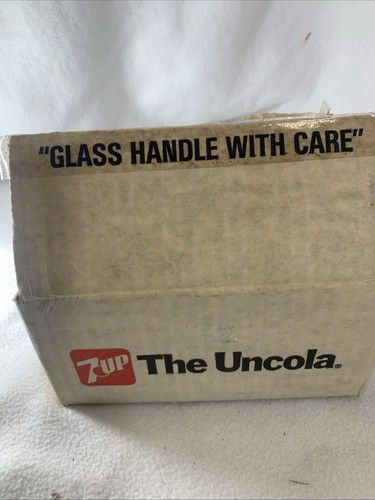 Vintage 1985 7 UP Glas Tumbler The Uncola Upside 2 Gläser mit Box - Bild 6 von 9