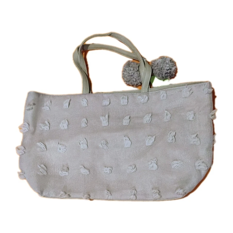 Bolso de Mano Deux Lux Para Mujer Gris Modelo DL416-043 Pompones 15" x 6" x 10" NUEVO Foto 2 de 4