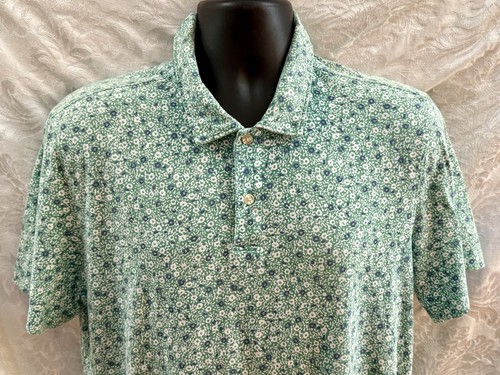 Camisa POLO UNTUCKit~GRANDE~S/S ALGODÓN PIMA Verde/Blanco Pequeña FLORAL USADA EN EXCELENTE ESTADO - Imagen 7 de 7