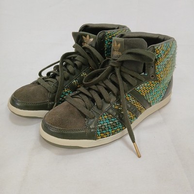Adidas Adi Hoops Sneaker Damen 7 Grün High Top Wildleder/Strick Selten