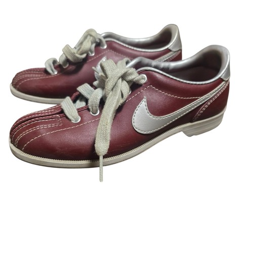 Vintage 1980er Nike Bowling Ball Schuhe weinrot und silber Damengröße 5,5 - Bild 1 von 18