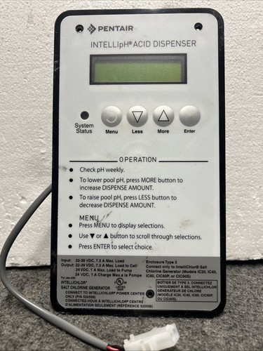 Panel dispensador de ácido Pentair Intelliph. Unidad de piezas. LEER