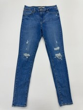 Levi's Men Blue Super Skinny 29 High Rise Ripped Knees Distressed Jeans