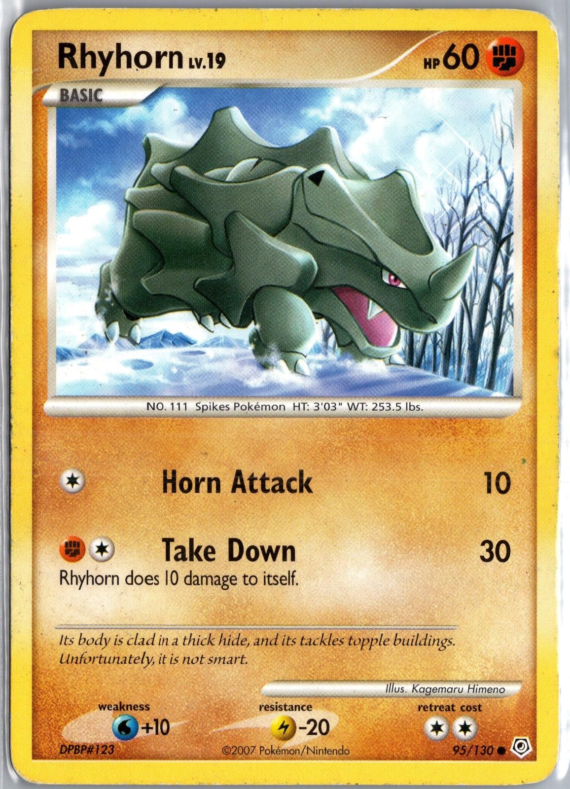 Rhyhorn 95/130 Common Diamond & Pearl Pokemon Heavily Played