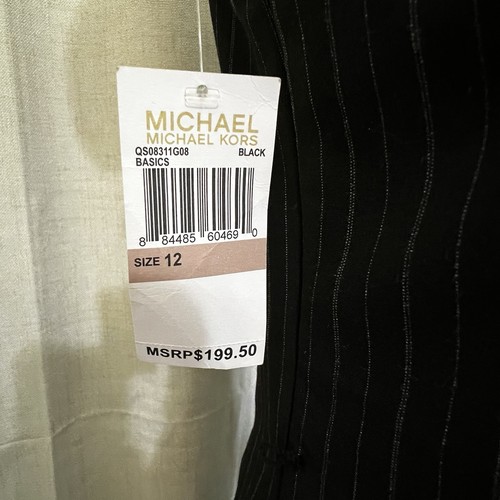 NEW! Michael Kors Logo Ring One Shoulder Suiting Dress 12 Pin Striped - Picture 5 of 17