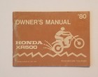 1980 Honda XR500 Motorcycle Owner's Manual. 80 Owners. Enduro. Motorcross.