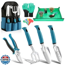 Housolution Gardening Tools Set, 8PCS Heavy Duty Garden Tools with Non-Slip R
