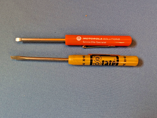 2 Vintage Werbung Taschenschraubendreher Motorola BEARCOM & State CHEMICAL