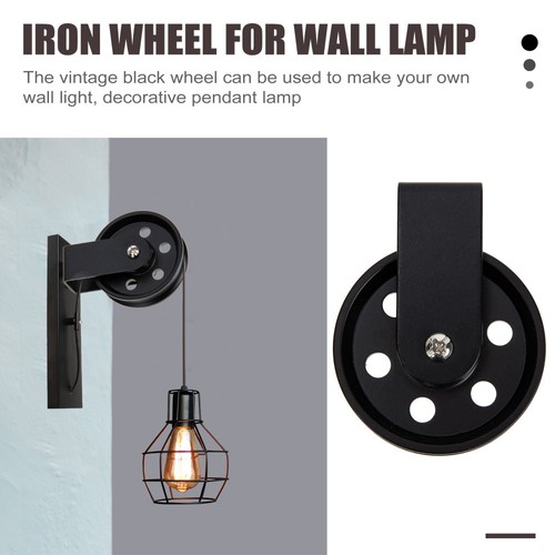 Vintage Pulley Wheel Lighting Accessories Rustic for Lights Small Cable - Picture 7 of 12