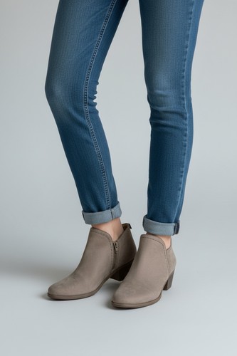 Naturalizer Zarie Damen-Lederstiefeletten taupe seitlicher Reißverschluss Blockabsatz 9M - Bild 2 von 6